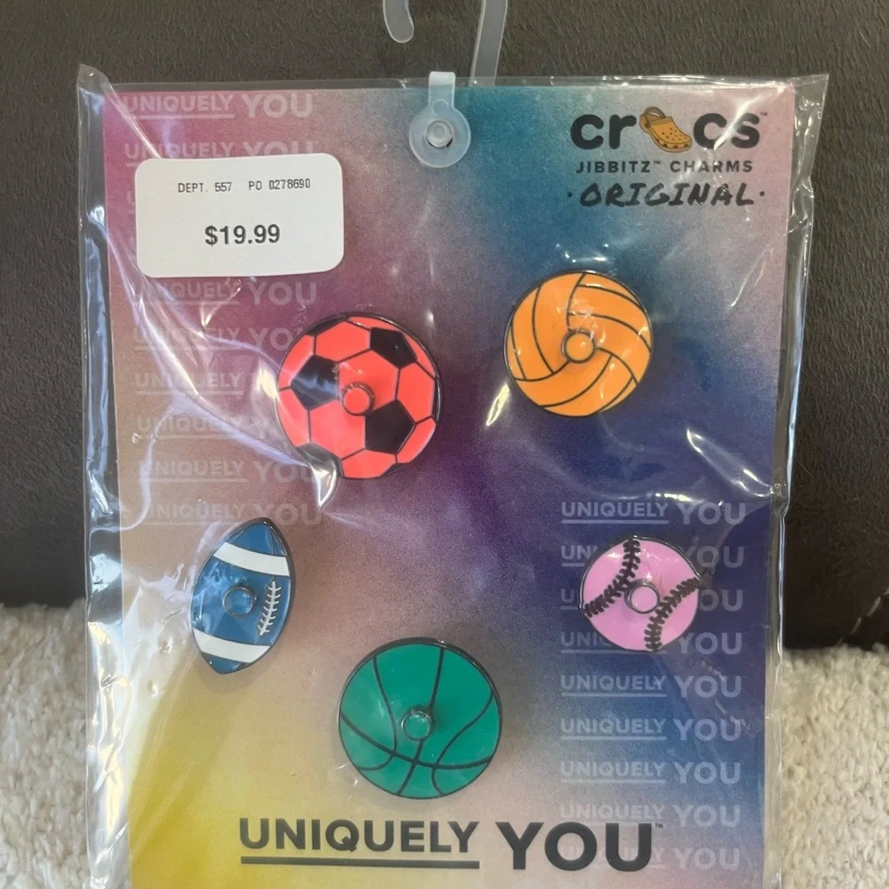 CROCS Jibbitz Sports Charms - Red, Orange, Green, Pink, Blue